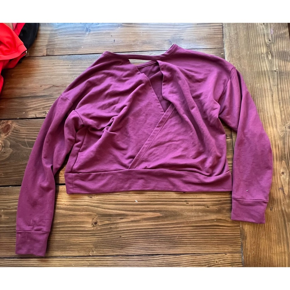 Nike Dri-FIT M Purple Crossover Back Cutout Long Sleeve Sweatshirt Pullover - Picture 4 of 4